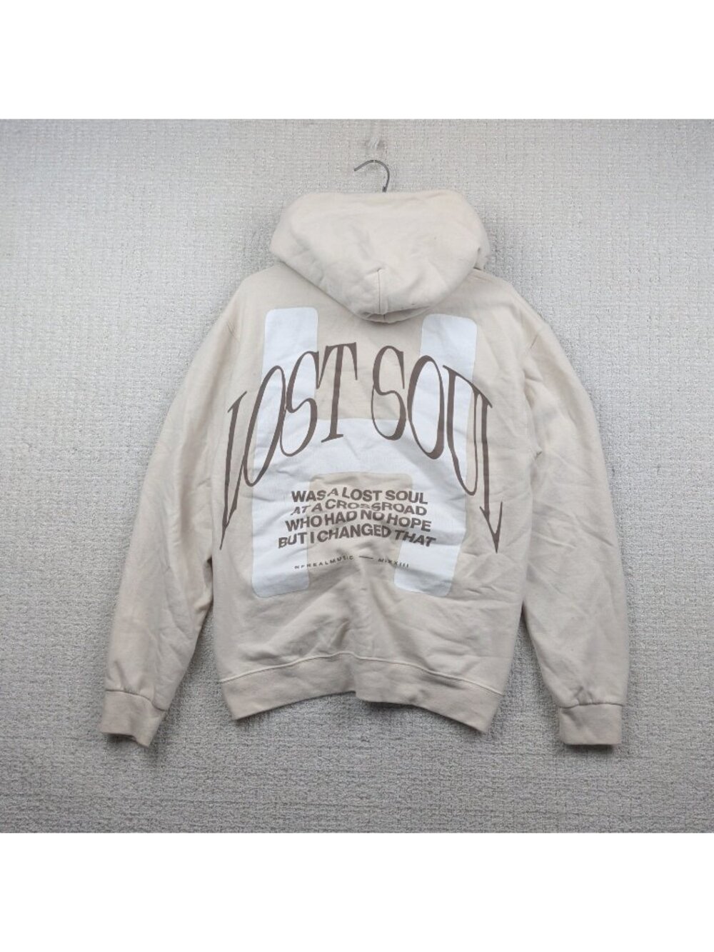 NF Real Music Hope Tour Cream Hoodie Lost Soul Graphic Hoodie Hip-Hop Rap Sz S